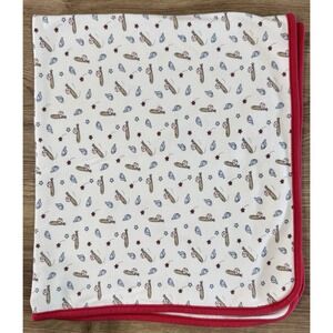 First Impressions Reversible Baby Blanket Sports Baseball Bat Glove Ball Vintage